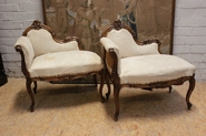 Pair Louis XV style benches in walnut