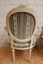 Louis XVI style arm chairs in paint wood, France 1900