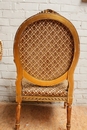 Louis XVI style arm chairs in gilt wood, France 19th century