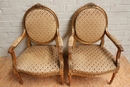 Louis XVI style arm chairs in gilt wood, France 19th century