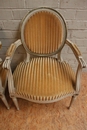 Louis XVI style arm chairs in paint wood, France 1920