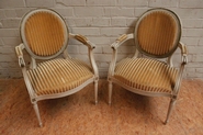 Pair Louis XVI paint arm chairs