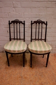 Pair Louis XVI side chairs in pallisander