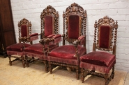 Pair oak hunt arm chairs and matching side chairs