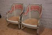 Pair paint Louis XVI arm chairs