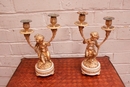 style Candelabras in marble and bronze, France 19th century