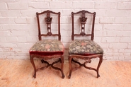 Pair regency style side chairs in walnut