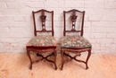 Pair regency style side chairs in walnut