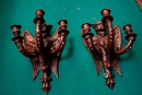 Renaissance style Wall sconces in Walnut, France 19th century