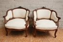 Louis XV style arm chairs in Walnut, France 19th century