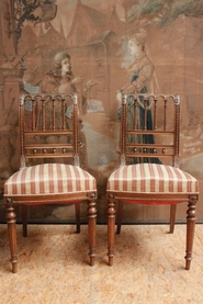 Pair walnut Louis XVI chairs