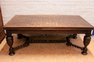 Parqueterie top renaissance style table in oak 374 cm long