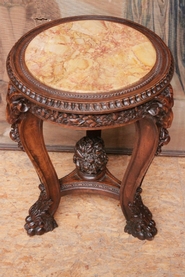 Pedestal in walnut and marble top