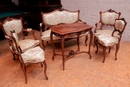 Louis XV style Parlor set in Walnut, France 19th century