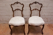 Perfect condition Louis XV side chairs in walnut