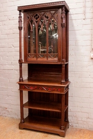 Quality gothic display cabinet in oak