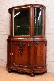Quality regency bombe display cabinet in oak with bronze door