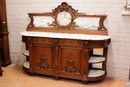 Regency style Cabinet and server in oak and marble, France 19th century
