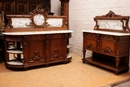 Regency style Cabinet and server in oak and marble, France 19th century