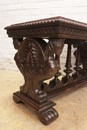 Renaissance style Center table in walnut and marble, France 19th century