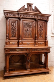 Quality renaissance style cabinet in solid walnut