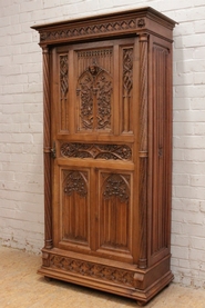 Quality walnut single door gothic armoire
