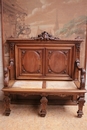 Regency style Hall bench in Walnut, France 19th century