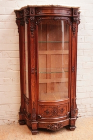 Regency style bombe display cabinet with marble top