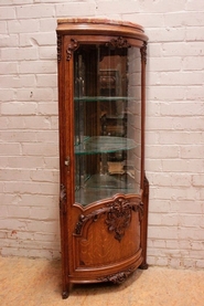 Regency style Corner display cabinet with marble top and beveled glass signed Stourm Paris