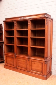 Regency style open bookcase in solid walnut