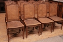 Regency style Table and 12 chairs in Beech wood, France 19th century