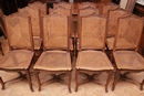 Regency style Table and 12 chairs in Beech wood, France 19th century