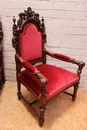 Renaissance style Arm chairs and chairs in Oak, Belgium 19th century