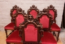 Renaissance style Arm chairs and chairs in Oak, Belgium 19th century