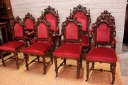 Renaissance arm chairs and chairs in oak