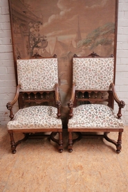 Renaissance arm chairs in walnut