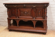 Renaissance cabinet in oak signed and dated