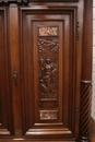 Renaissance style Cabinet in walnut and marble, France 19th century