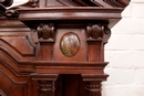 Renaissance style Cabinet in walnut and marble, France 19th century