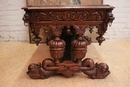 Renaissance style Desk table in Oak, Belgium 19th century