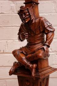 Renaissance jester pedestal in walnut