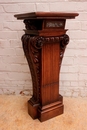 Renaissance style Pedestal in walnut and marble, France 19th century