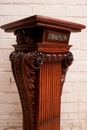 Renaissance style Pedestal in walnut and marble, France 19th century