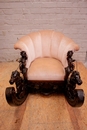 Renaissance style Rocking chair in Walnut, italie 19th century