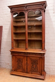 Renaissance style bookcase in walnut signed Albert Goumain Paris