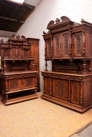 Renaissance style cabinet and server signed by the maker
