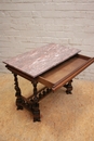 Renaissance style Center table in walnut and marble, France 19th century