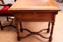 Renaissance style Desk and arm chair in Walnut, France 19th century