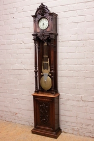 Renaissance style grandfather clock in walnut