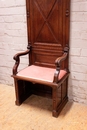 Renaissance style Throne chair in oak and marble, France 19th century